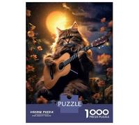 Puzzle Difficile pour Adultes 1000 Pièces Cat Under The Stars Guitar Puzzle Adulte Jeu Manuel pour S'amuser en Famille Un Défi À Relever 70x50cm/1000pcs