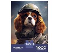 Puzzle Difficile pour Adultes 1000 Pièces Cavalier Dog Soldier Puzzle Adulte Jeux Relaxants Améliore La Mémoire Défi Éducatif 52x38cm/1000pcs