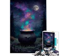 Puzzle Difficile pour Adultes 1000 pièces Chaudron Magique au Clair de Lune Activités Amusantes à la Maison Assemblage du Motif Jouet Anti-Stress pour Les 14 Ans et Plus (50x75cm)