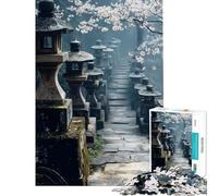 Puzzle Difficile pour Adultes 1000 pièces Chemin des lanternes de Pierre Puzzle Japonais pour Adultes Jeu de Construction Amusant et Humoristique pour Les Amateurs de Jeux (50x75cm)