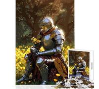 Puzzle Difficile pour Adultes 1000 pièces Chevalier dans Un Champ de Fleurs Jeu Anti-Stress Cadeau de Noël Secret Jeu en Famille Défi éducatif Dimensions 38x52cm