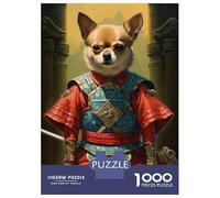 Puzzle Difficile pour Adultes 1000 Pièces Chihuahua The Samurai Puzzles pour Adultes, Jouets À Monter Soi-même, Améliorent La Mémoire, Cadeau d'anniversaire, Cadeaux, 52x38cm/1000pcs