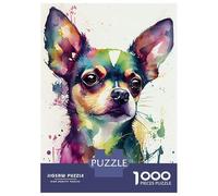 Puzzle Difficile pour Adultes 1000 Pièces Chihuahua Watercolor Puzzle, Jouet, Décoration Murale, Cadeau D'analyse Et De Logique pour Les Amis Et La Famille 70x50cm/1000pcs