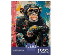 Puzzle Difficile pour Adultes 1000 Pièces Chimpanzee Wall Art Print-3 Puzzle, Jouet, Décoration Murale, Cadeau D'analyse Et De Logique pour Les Amis Et La Famille 70x50cm/1000pcs