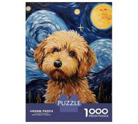 Puzzle Difficile pour Adultes 1000 Pièces Cockapoo Starry Night Dog Puzzle Casse-tête Jeu D'analyse Et De Logique Excellent Cadeau pour Les Joueurs 70x50cm/1000pcs