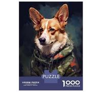 Puzzle Difficile pour Adultes 1000 Pièces Corgi Camo Jacket Puzzle Adulte Jeux Relaxants Améliore La Mémoire Défi Éducatif 52x38cm/1000pcs
