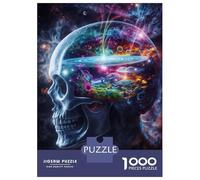 Puzzle Difficile pour Adultes 1000 Pièces Cosmic Visionary Skull Puzzle pour Adultes Jeux Relaxants Défi Difficile Cadeau d'anniversaire, Cadeaux, 52x38cm/1000pcs