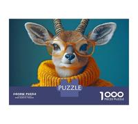 Puzzle Difficile pour Adultes 1000 Pièces Cute Deer in Glasses Puzzles pour Adultes, Jouets À Monter Soi-même, Améliorent La Mémoire, Cadeau d'anniversaire, Cadeaux, 52x38cm/1000pcs