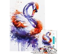 Puzzle Difficile pour Adultes 1000 pièces Cygne Aquarelle pour stimuler Le Cerveau Jeu éducatif et Amusant pour Toute la Famille à partir de 14 Ans 50x75cm