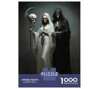 Puzzle Difficile pour Adultes 1000 Pièces Death and The Maiden, Santa Muerte Puzzle Adulte Jeux Relaxants Améliore La Mémoire Défi Éducatif 70x50cm/1000pcs