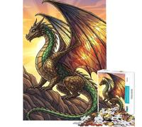 Puzzle Difficile pour Adultes 1000 pièces Dragon au Sommet d'une Montagne Puzzle à Monter soi-même Amusant et Humoristique Un pour Les Amateurs de Jeux vidéo (Dimensions 38x26cm)