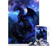 Puzzle Difficile pour Adultes 1000 pièces Dragon Poussière d'Étoiles Saphir Jeu éducatif pour Les Amateurs de Jeux éducatifs et de Beaux-Arts Dimensions 38x52cm