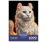 Puzzle Difficile pour Adultes 1000 Pièces Elegant White Cat Portrait Puzzles pour Adultes, Jouets À Monter Soi-même, Améliorent La Mémoire, Cadeau d'anniversaire, Cadeaux, 52x38cm/1000pcs