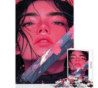 Puzzle Difficile pour Adultes 1000 pièces Femme samouraï avec épée Jeu Relaxant décoration Parfaite Jouet de Collection pour Artistes Beaux-Arts (38x26cm)