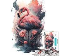 Puzzle Difficile pour Adultes 1000 pièces Flamant Rose Créatures mythiques Activités Amusantes à la Maison Activités familiales Jeux Amusants Convient aux 14 Ans et Plus (38x52cm)
