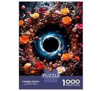Puzzle Difficile pour Adultes 1000 Pièces Flowered Black Hole Puzzles pour Adolescents Jeu Manuel Vacances À La Maison Passer Le Temps pour Les Joueurs 52x38cm/1000pcs