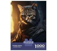 Puzzle Difficile pour Adultes 1000 Pièces Funny Shinobi Ninja Cat Puzzle Casse-tête Jeu D'analyse Et De Logique Excellent Cadeau pour Les Joueurs 70x50cm/1000pcs