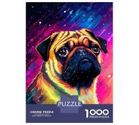 Puzzle Difficile pour Adultes 1000 Pièces Funny Synth Pug Pixel Puzzle Anti-Stress, Jeu D'analyse Et De Logique, Cadeau d'anniversaire, Cadeaux, 52x38cm/1000pcs