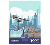 Puzzle Difficile pour Adultes 1000 Pièces Glasgow Travel Print Puzzle Adulte Jeu Manuel pour S'amuser en Famille Un Défi À Relever 52x38cm/1000pcs