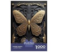 Puzzle Difficile pour Adultes 1000 Pièces Golden Butterfly Art Deco Puzzles pour Adultes, Jouets À Monter Soi-même, Améliorent La Mémoire, Cadeau d'anniversaire, Cadeaux, 70x50cm/1000pcs