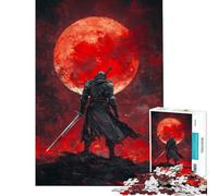 Puzzle Difficile pour Adultes 1000 pièces Guerrier de la Lune Rouge Puzzles pour Adolescents Vacances à la Maison Activités Amusantes pour Passer Le Temps Jeu Stimulant Cadeau (Taille 50x75cm)