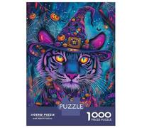 Puzzle Difficile pour Adultes 1000 Pièces Halloween Tiger Magic-1 Puzzle Anti-Stress, Jeu D'analyse Et De Logique, Cadeau d'anniversaire, Cadeaux, 70x50cm/1000pcs