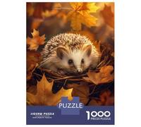 Puzzle Difficile pour Adultes 1000 Pièces Hedgehogs Autumn Nest Puzzles pour Adultes, Jouets À Monter Soi-même, Améliorent La Mémoire, Cadeau d'anniversaire, Cadeaux, 38x26cm/1000pcs