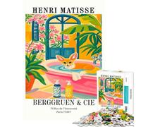 Puzzle Difficile pour Adultes 1000 pièces Henri Matisse Renard Fennec pour Le Bain Activités Amusantes à la Maison Activités familiales Jeux Amusants Convient aux 14 Ans et Plus 38X26cm