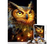 Puzzle Difficile pour Adultes 1000 pièces Hibou doré avec étincelles Jeu éducatif Animalier améliore la mémoire Jouet Anti-Stress activités Amusantes à la Maison (50x75cm)