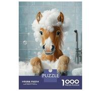Puzzle Difficile pour Adultes 1000 Pièces Horse Bath Time Puzzles pour Adolescents Jeu Manuel Vacances À La Maison Passer Le Temps pour Les Joueurs 52x38cm/1000pcs