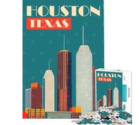 Puzzle Difficile pour Adultes 1000 pièces Houston Texas Jouets Jeux éducatifs Jeux relaxants Course de Vitesse Manuelle Œuvre d'art Cadeaux (Taille 38x52cm)