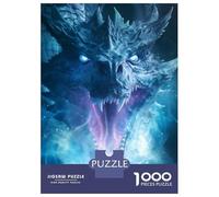 Puzzle Difficile pour Adultes 1000 Pièces Ice Dragons Blizzard Roar Puzzle Casse-tête Jeu D'analyse Et De Logique Excellent Cadeau pour Les Joueurs 52x38cm/1000pcs