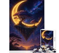 Puzzle Difficile pour Adultes 1000 pièces île Fantastique avec Croissant de Lune Jeu à Monter soi-même Cadeau d'anniversaire Jeu Pratique Collection d'artistes Beaux-Arts Dimensions 50x75cm