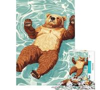 Puzzle Difficile pour Adultes 1000 pièces Illustration d'un Ours Flottant dans l'eau Stimule Le Cerveau et Offre Un Jeu éducatif Amusant pour Toute la Famille à partir de 14 Ans 50x75cm
