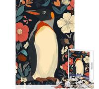 Puzzle Difficile pour Adultes 1000 pièces Illustration d'un Pingouin dans Un Jardin Fleuri décoration Murale Jeu Pratique Collection d'artistes Beaux-Arts Dimensions 50x75cm