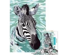 Puzzle Difficile pour Adultes 1000 pièces Illustration d'un zèbre nageant dans l'eau Jouet éducatif et Relaxant Cadeau d'anniversaire (Taille 50x75cm)