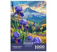Puzzle Difficile pour Adultes 1000 Pièces Irises and Mountain Peak Puzzles pour Adolescents Jeu Manuel Vacances À La Maison Passer Le Temps pour Les Joueurs 52x38cm/1000pcs
