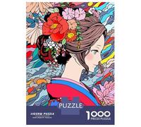 Puzzle Difficile pour Adultes 1000 Pièces Japanese Kimono Flower Art Puzzle, Jouet, Décoration Murale, Cadeau D'analyse Et De Logique pour Les Amis Et La Famille 70x50cm/1000pcs