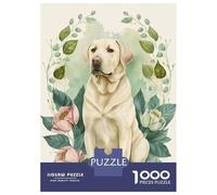 Puzzle Difficile pour Adultes 1000 Pièces Labrador Floral Portrait Puzzles pour Adultes, Jouets À Monter Soi-même, Améliorent La Mémoire, Cadeau d'anniversaire, Cadeaux, 38x26cm/1000pcs
