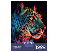 Puzzle Difficile pour Adultes 1000 Pièces Leopard Neon Puzzle Adulte Jeux Relaxants Améliore La Mémoire Défi Éducatif 38x26cm/1000pcs