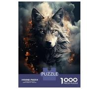 Puzzle difficile pour adultes, 1000 pièces Loup sur Dark Puzzle pour adultes, jeu interactif, décoration murale, cadeau d'anniversaire, idée cadeau, 70 x 50 cm/1000 pièces