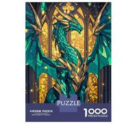Puzzle Difficile pour Adultes 1000 Pièces Majestic Stained Dragon Puzzle pour Adultes Jeux Relaxants Défi Difficile Cadeau d'anniversaire, Cadeaux, 70x50cm/1000pcs