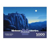 Puzzle Difficile pour Adultes 1000 Pièces Meteora Monasteries Greece Night Landscape Puzzle Anti-Stress, Jeu D'analyse Et De Logique, Cadeau d'anniversaire, Cadeaux, 52x38cm/1000pcs