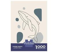 Puzzle Difficile pour Adultes 1000 Pièces Minimalist Whale Line Art with Shapes Puzzle Adulte Jeu Manuel pour S'amuser en Famille Un Défi À Relever 70x50cm/1000pcs