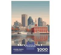 Puzzle Difficile pour Adultes 1000 Pièces Montreal Canada Cityscape Illustration Puzzles pour Adolescents Jeu Manuel Vacances À La Maison Passer Le Temps pour Les Joueurs 38x26cm/1000pcs