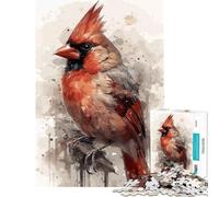 Puzzle Difficile pour Adultes 1000 pièces Motif Cardinal Aquarelle Jeu éducatif Cadeau Amusant pour Femmes (Dimensions 38x52cm)