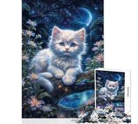 Puzzle Difficile pour Adultes 1000 pièces Motif Chaton rêvant dans la Nuit Jeu à Monter soi-même Cadeau d'anniversaire Jeu Pratique Collection d'artistes Beaux-Arts Dimensions 50x75cm