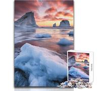 Puzzle Difficile pour Adultes, 1000 pièces, Motif Coucher de Soleil sur Un Iceberg Idéal pour Un Moment de Calme et de détente Dimensions:50x75cm