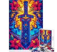 Puzzle Difficile pour Adultes 1000 pièces Motif Floral Épée de lumière Jeu Relaxant décoration idéale pour la Maison Jouet de Collection pour Artistes Beaux-Arts (38x26cm)