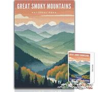 Puzzle Difficile pour Adultes, 1000 pièces, Motif Great Smoky Mountains NP, idéal pour des soirées Jeux en Famille Jeu Anti-Stress, Dimensions 38x26cm